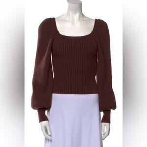 OAK + FORT Square Neck Brown Wool Sweater